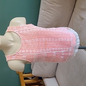 American Eagle Outfitters Coral and Lace Tank Top